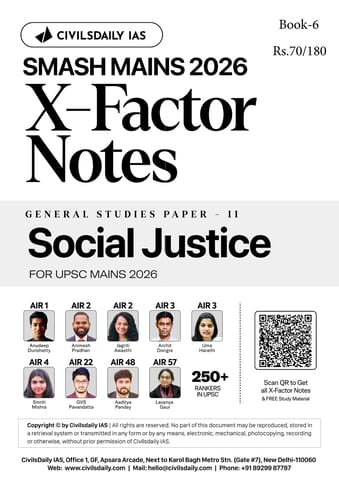 Social Justice - Civilsdaily IAS X Factor Notes Smash Mains 2026 - [B/W PRINTOUT]
