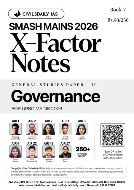 Governance - Civilsdaily IAS X Factor Notes Smash Mains 2026 - [B/W PRINTOUT]