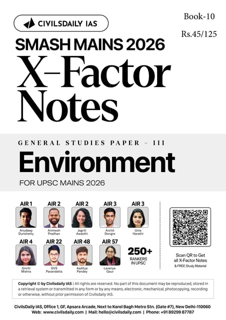 Environment - Civilsdaily IAS X Factor Notes Smash Mains 2026 - [B/W PRINTOUT]