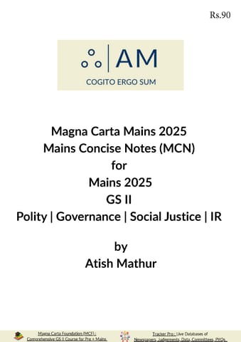 Polity Magna Carta Mains Concise Notes (MCN) 2025 - Atish Mathur - [B/W PRINTOUT]