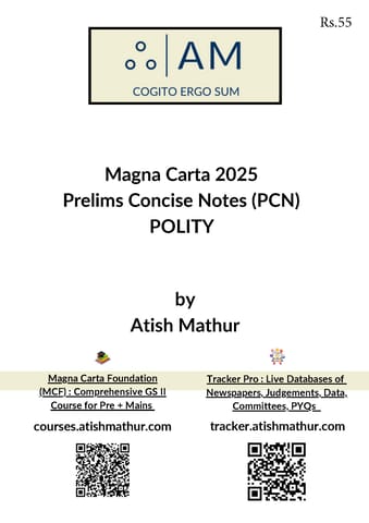 Polity Magna Carta Prelims Concise Notes (PCN) 2025 - Atish Mathur - [B/W PRINTOUT]