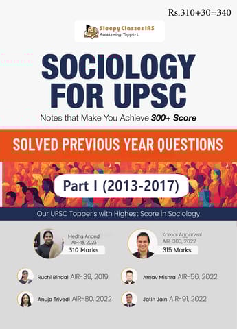 (Set of 3 Booklets) Sociology Optional Solved PYQs (2013-2025) - Sleepy Classes IAS - [B/W PRINTOUT]