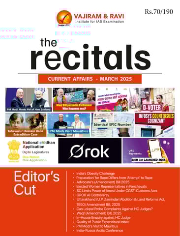 March 2025 - The Recitals - Vajiram & Ravi Monthly Current Affairs - [B/W PRINTOUT]