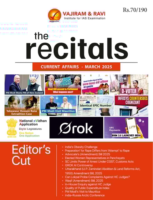 March 2025 - The Recitals - Vajiram & Ravi Monthly Current Affairs - [B/W PRINTOUT]