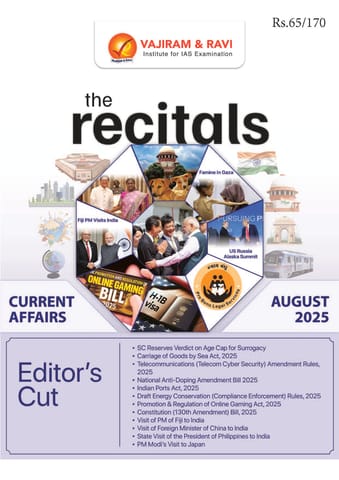 August 2025 - The Recitals - Vajiram & Ravi Monthly Current Affairs - [B/W PRINTOUT]