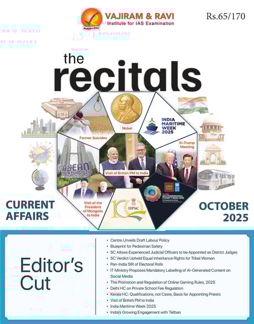 October 2025 - The Recitals - Vajiram & Ravi Monthly Current Affairs - [B/W PRINTOUT]