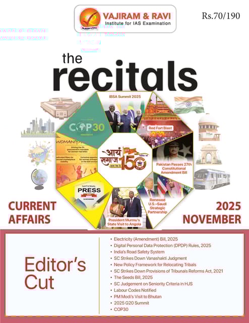 November 2025 - The Recitals - Vajiram & Ravi Monthly Current Affairs - [B/W PRINTOUT]