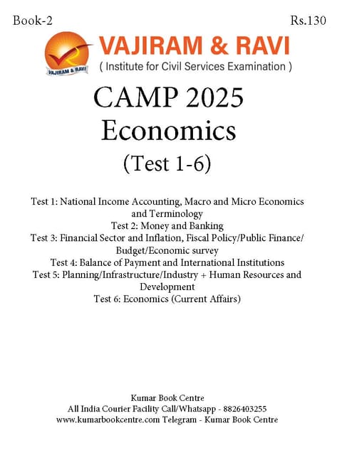 (Set) Vajiram & Ravi Prelims CAMP Test Series 2025 - Economics (Test 1 to 6) - [B/W PRINTOUT]
