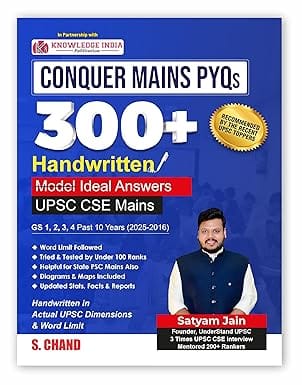 UPSC Conquer Mains PYQs 300+ Handwritten Notes Model Answers Book for UPSC CSE & State PSC Main Exam 2026 | 10 Year Exams PYQ GS General Studies Paper 1, 2, 3, 4