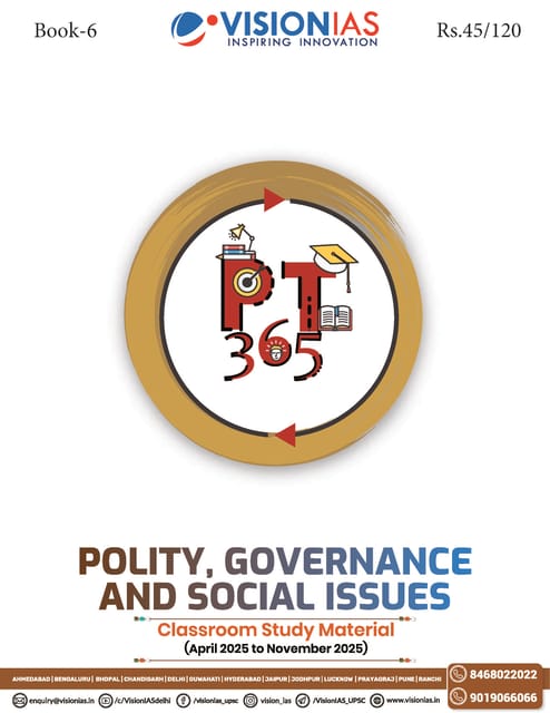 Polity, Governance and Social Issues - Vision IAS PT 365 2026 - [B/W PRINTOUT]