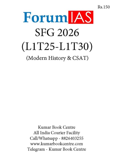 (Set) Forum IAS SFG Test 2026 - Level 1 Test 25 to 30 (Modern History & CSAT) - [B/W PRINTOUT]