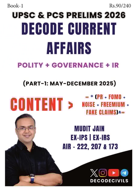 Polity, Governance and International Relations (Part 1) - Decode Current Affairs 2026 - Mudit Jain - [B/W PRINTOUT]