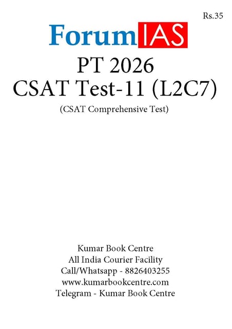 (Set) Forum IAS PT Test Series 2026 - CSAT Test 11 to 15 - [B/W PRINTOUT]