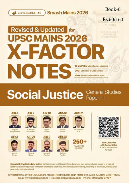 Social Justice - Civilsdaily IAS X Factor Notes Smash Mains 2026 Updated Notes - [B/W PRINTOUT]