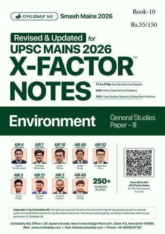 Environment - Civilsdaily IAS X Factor Notes Smash Mains 2026 Updated Notes - [B/W PRINTOUT]