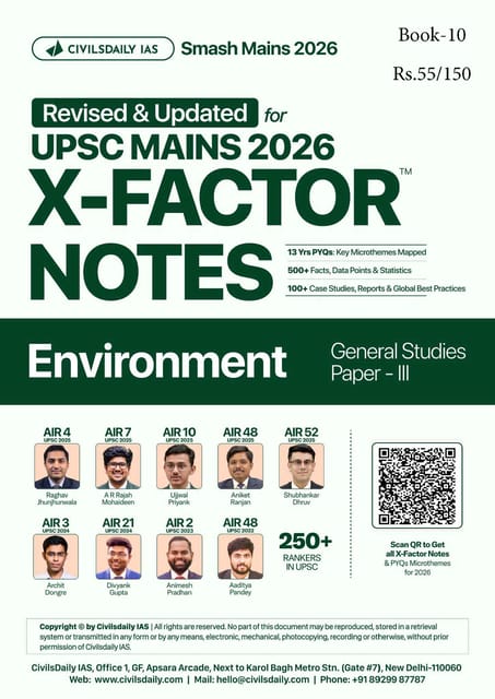 Environment - Civilsdaily IAS X Factor Notes Smash Mains 2026 Updated Notes - [B/W PRINTOUT]