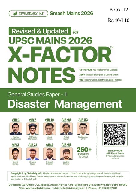Disaster Management - Civilsdaily IAS X Factor Notes Smash Mains 2026 Updated Notes - [B/W PRINTOUT]