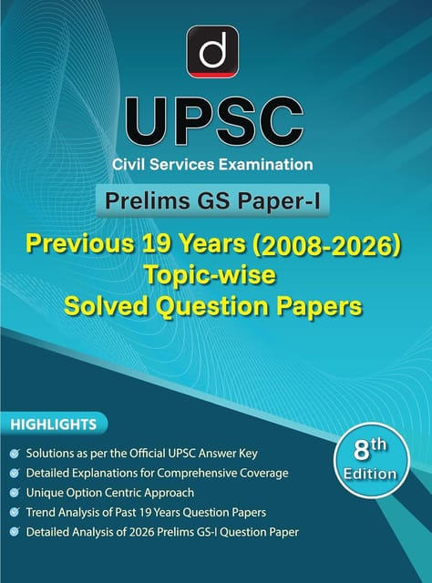 DRISHTI IAS UPSC Civil Services Examination Prelims GS Paper-I Previous 19 Years (2008–2026) Topic-wise Solved Question Papers, 8th Edition, English Medium,...