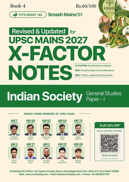 Indian Society - Civilsdaily IAS X Factor Notes Smash Mains 2027 - [B/W PRINTOUT]