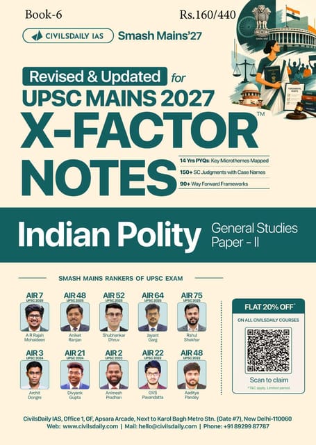 Indian Polity - Civilsdaily IAS X Factor Notes Smash Mains 2027 - [B/W PRINTOUT]