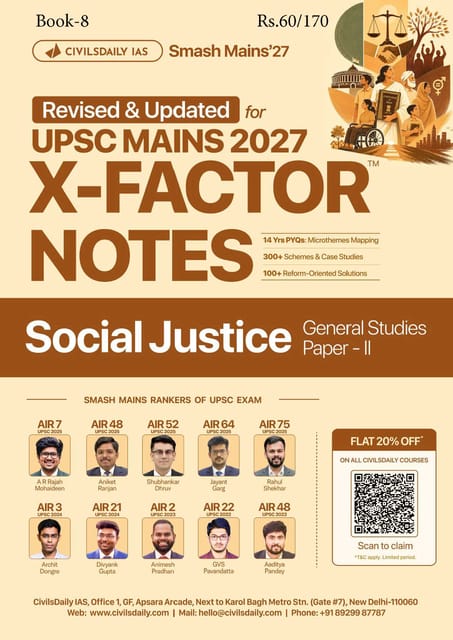 Social Justice - Civilsdaily IAS X Factor Notes Smash Mains 2027 - [B/W PRINTOUT]