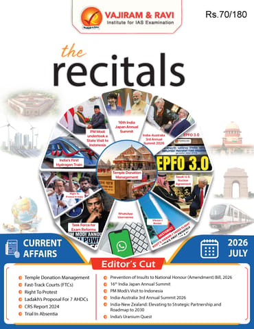 July 2026 - The Recitals - Vajiram & Ravi Monthly Current Affairs - [B/W PRINTOUT]