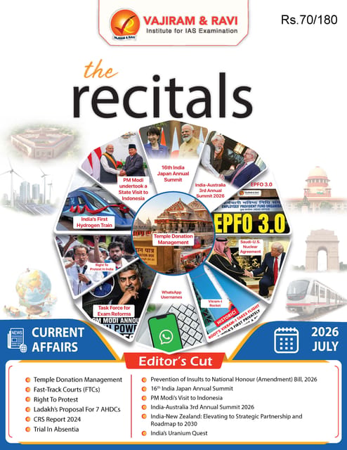 July 2026 - The Recitals - Vajiram & Ravi Monthly Current Affairs - [B/W PRINTOUT]